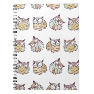 Caderno Espiral Corujas bonitas: padrão perfeito de vintage.