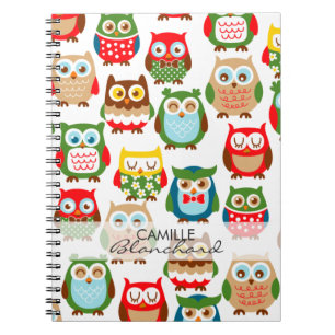 Caderno Espiral Corujas bonitos de Litte personalizadas