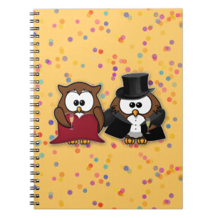 Caderno Espiral corujas de champanhe