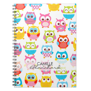 Caderno Espiral Corujas de Leito Bonitas Personalizadas