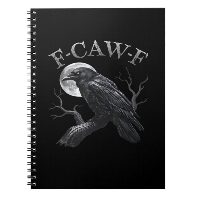 Caderno Espiral Corvo F-Caw-F Pássaro Engraçado Lua Clássico Retrô (Frente)