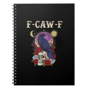 Caderno Espiral Corvo F-Caw-F Pássaro Engraçado Lua Gótico Humor A