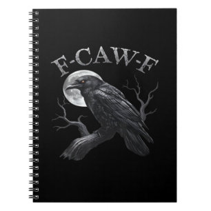 Caderno Espiral Corvo F-Caw-F Pássaro Engraçado Lua Gótico Humor A
