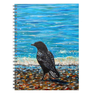 Caderno Espiral Corvo na pintura Beach 3