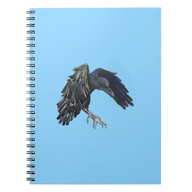 Caderno Espiral Corvo Preto Mestre do Tempo Ilustração Azul Céu (Frente)