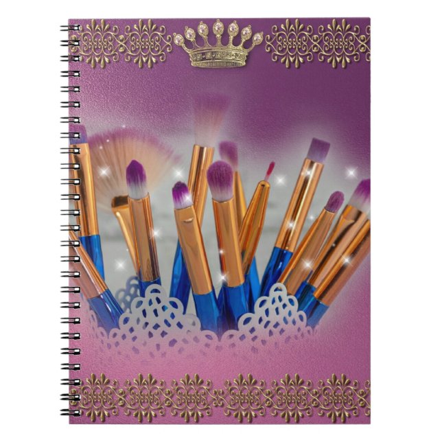 Caderno Espiral Cosméticos Makeup Brush Glamor (Frente)