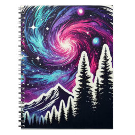 Caderno Espiral Cosmic Forest: Galaxy Meets Nature