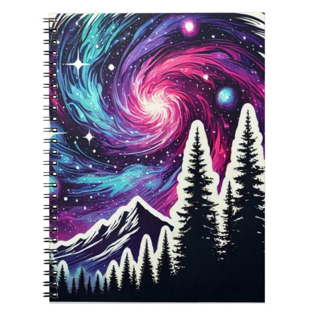 Caderno Espiral Cosmic Forest: Galaxy Meets Nature (Frente)
