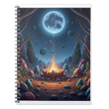 Cosmic Moonlight Campfire Fantasy Spiral Notebook