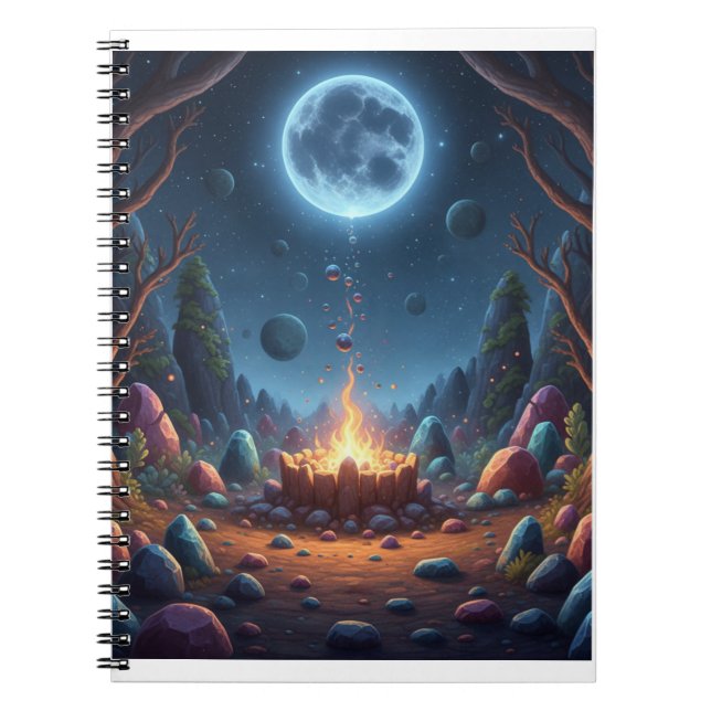 Caderno Espiral Cosmic Moonlight Campfire Fantasy Spiral Notebook (Frente)