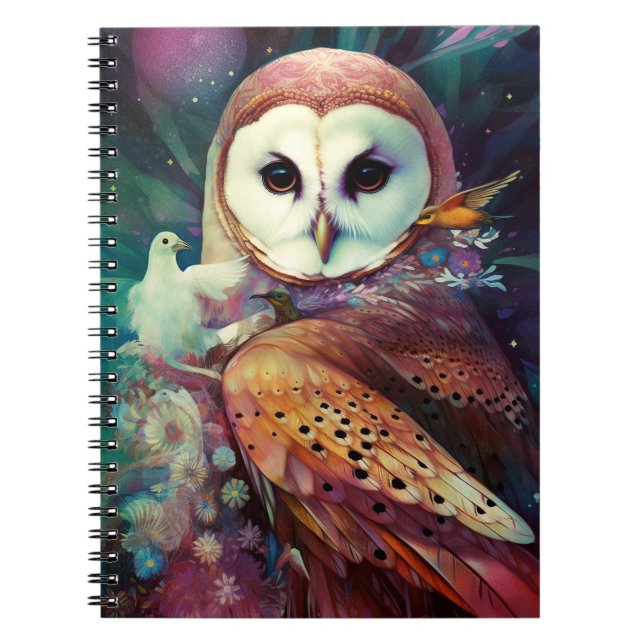 Caderno Espiral Cosmic Owl Fantasy Art (Frente)
