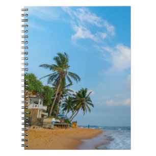 Caderno Espiral Costa Tropical de Praia e Palmeiras Vista para o O