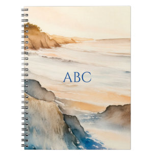 Caderno Espiral Costeira Pacífica Zen de Aquarela