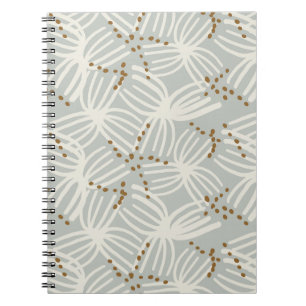 Caderno Espiral Costeiro minimalista boêmio abstrato - azul empoei