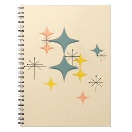 Caderno Espiral Costume atômico moderno de Eames Starbursts do