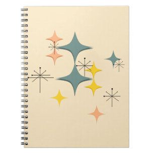 Caderno Espiral Costume atômico moderno de Eames Starbursts do