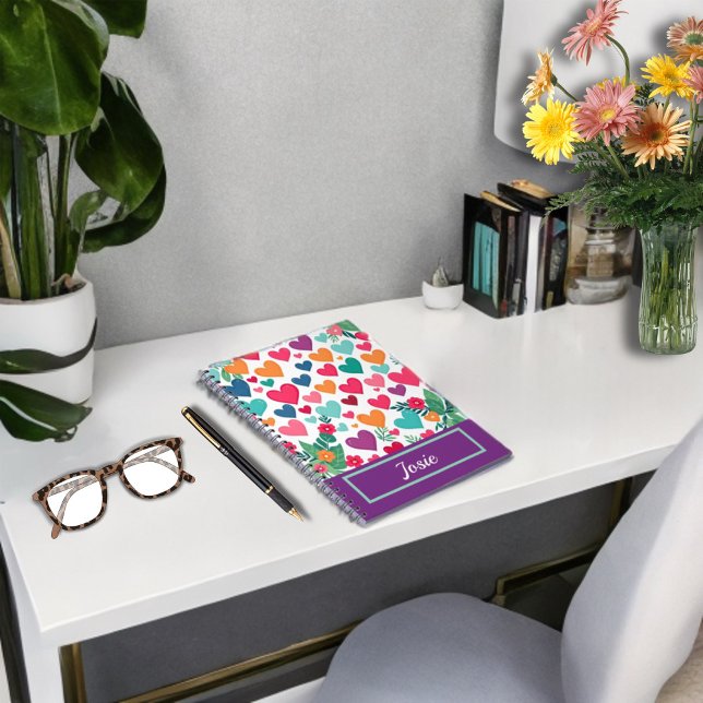 Caderno Espiral Costume de corações coloridos (Criador carregado)