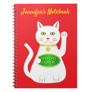 Caderno Espiral Costume De Gato De Sorte Oriental