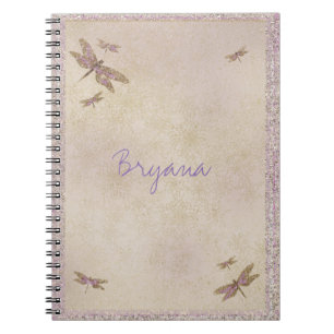 Caderno Espiral Costume roxo & Dourado do Diário da libélula das