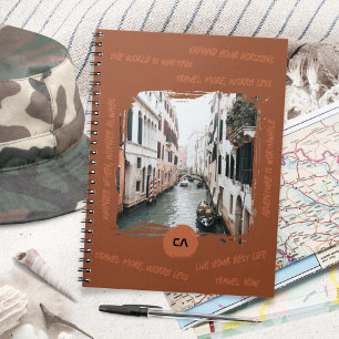 Caderno Espiral Cota de Viagem Boho Rust com Monograma e Foto