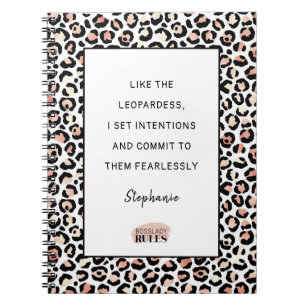 Caderno Espiral Cota Motivativa de Impressão Leopard Blush rosa D