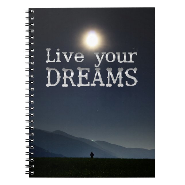 Caderno Espiral Cotação de Motivação do Live Your Dreams (Frente)