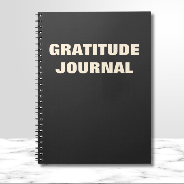 Caderno Espiral Cotação Motivacional do diário Gratidão Preto (Gratitude journal Motivational Quote Notebook
)