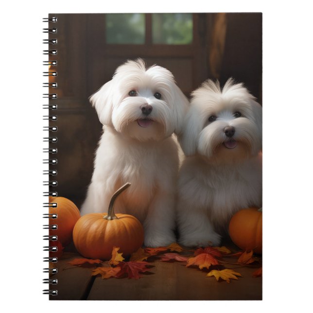 Caderno Espiral Coton De Tulear Puppy Autumn Delight Pumpkin (Frente)