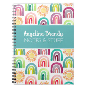 Caderno Espiral Cotovelo-cotovelo e sóis personalizados