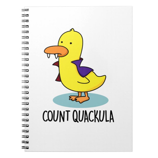 Caderno Espiral Count Quackula Funny Duck Pun (Frente)