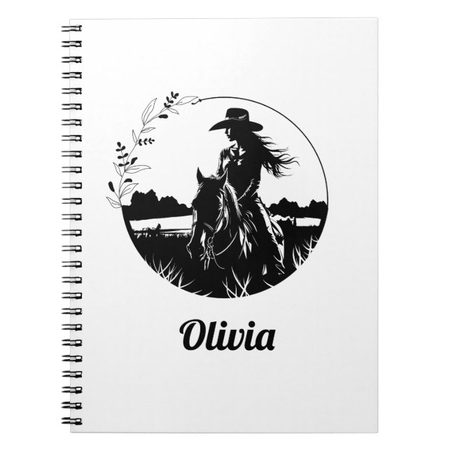 Caderno Espiral Country Chic Horse Cowgirl Western Personalizado (Frente)