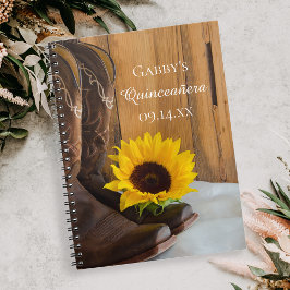 Caderno Espiral Country Sunflower Western Quinceañera Guest Book