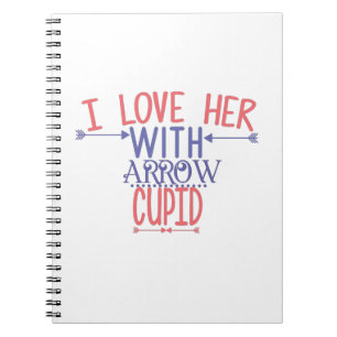 Caderno Espiral Couple Gift I Love Her With Arrow Cupid