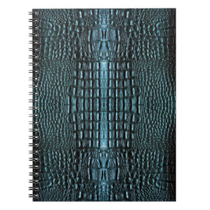 Caderno Espiral Couro Alligador Azul