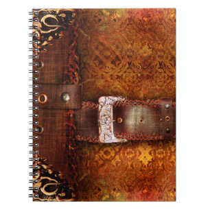 Caderno Espiral Couro antigo antigo rústico do falso do tomo