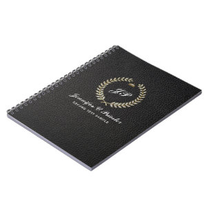 Caderno Espiral Couro-branco-Laurel personalizado