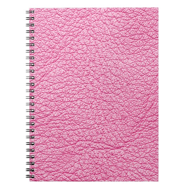 Caderno Espiral Couro cor-de-rosa, fundo texturizado. (Frente)