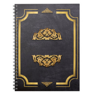 Caderno Espiral Couro e couros Dourados e couros