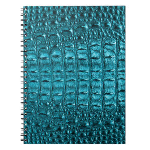 Caderno Espiral couro feminino do jacaré do azul de turquesa da