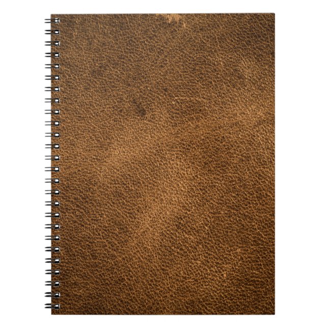 Caderno Espiral Couro Marrom Antigo: Fundo Texturizado (Frente)