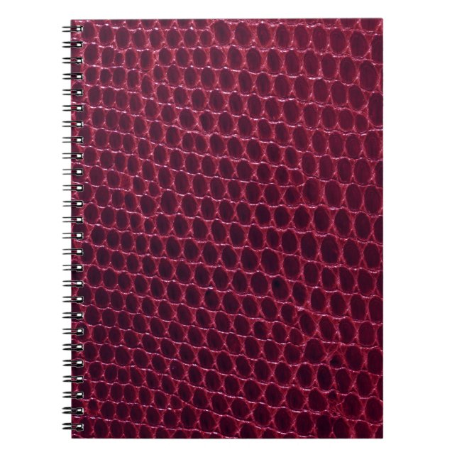 Caderno Espiral Couro marrom roxo vermelho da pele de cobra de (Frente)