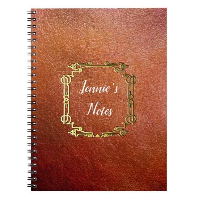 Caderno Espiral Couro personalizado costume do falso (Frente)