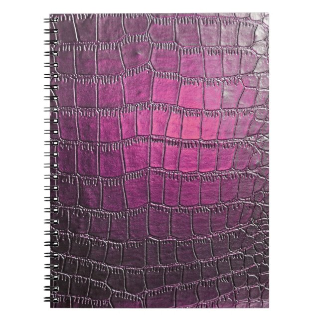 Caderno Espiral Couro roxo vibrante: borras brilhantes. (Frente)