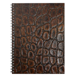 Caderno Espiral couro selvagem do jacaré do marrom do crocodilo d