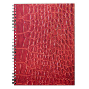 Caderno Espiral Couro vermelho do jacaré do falso