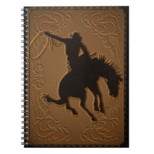 Caderno Espiral Couro Western Selvagem Oeste Rústico País Cowboy