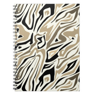 Caderno Espiral Couro-zebra abstrato sem costura, preto moderno