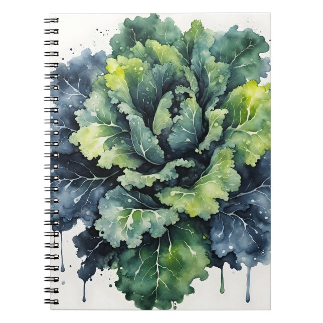 Caderno Espiral Couve-flor - Flores de aquarela (Frente)