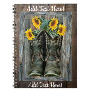 Caderno Espiral Cowboy Boots Sunflower
