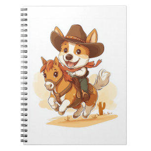 Caderno Espiral Cowboy Corgi - Cão Rodeo Ocidental